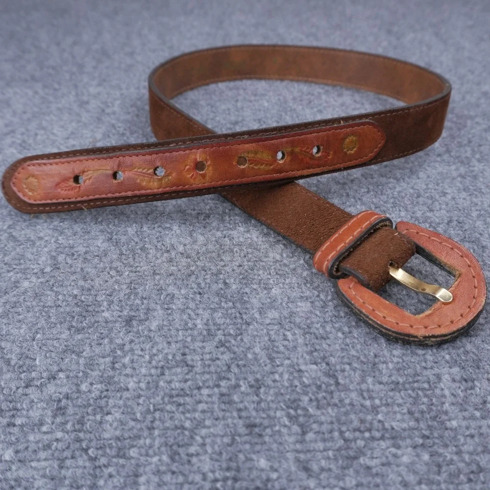 Vintage Tooled Leather Belt Womens 30